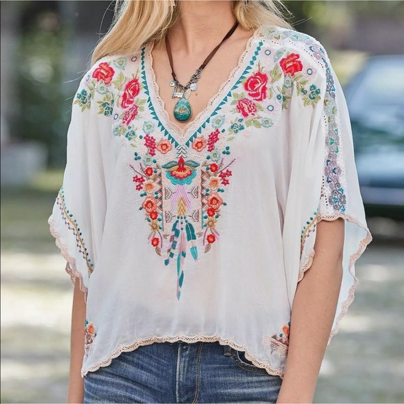 Johnny Was Tops - Johnny Was Klarah Embroidered Blouse Sz 2X